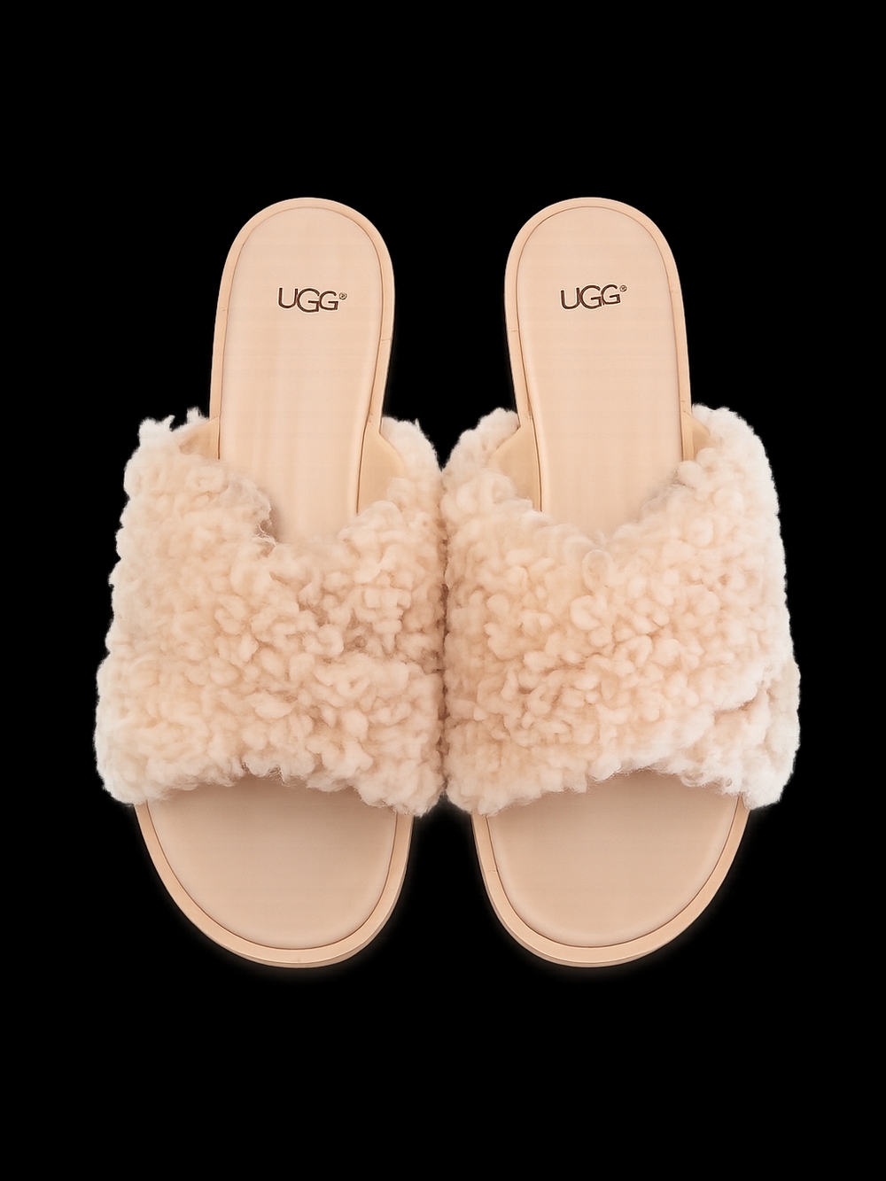 UGG Joni Sheepskin Slide Sandals Cream Fluffy Cozy Slides Women’s 9.5 Lounge Lux - Picture 2 of 11